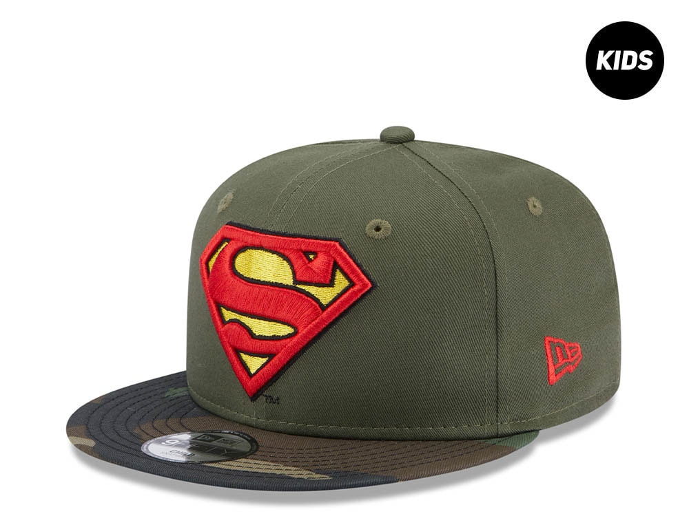 New Era Superman Olive Camo Kids 9Fifty Snapback Casquette