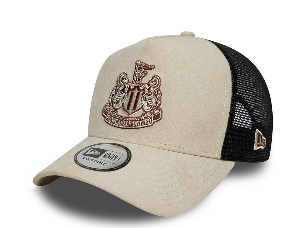 New Era Newcastle United Fc Faux Suede Stone Edition 9Forty A Frame Trucker Snapback Casquette
