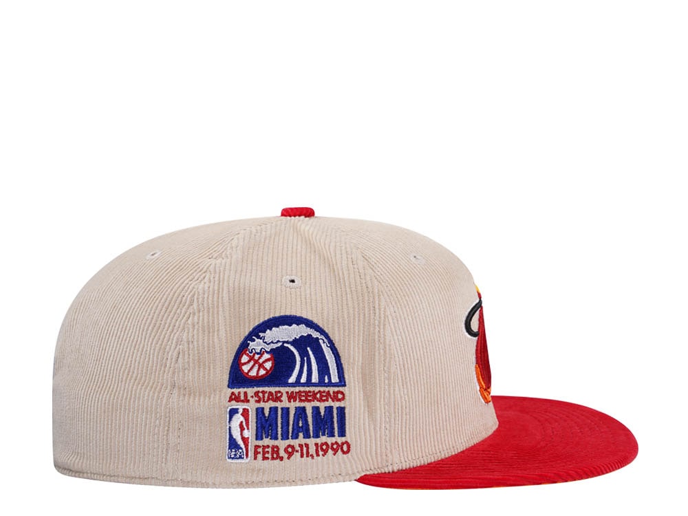 Mitchell & Ness Miami Heat All Star 1990 Two Tone Hardwood Classic Cord Edition Dynasty Fitted Casquette