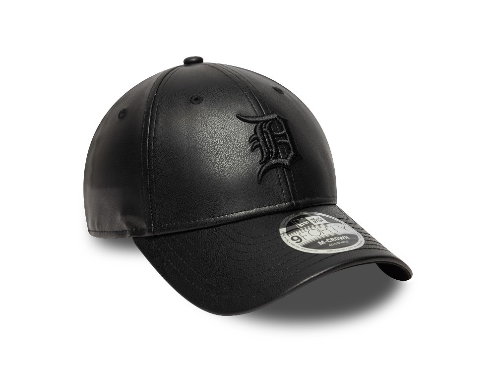 New Era Detroit Tigers Black PU Leather Edition 9Forty M Crown Snapback Casquette