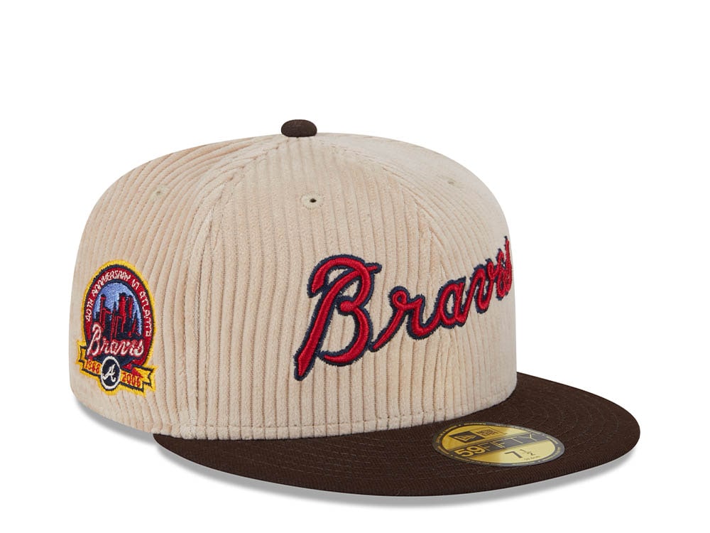 New Era Atlanta Braves 40th Anniversary Fall Cord Khaki 59Fifty Fitted Casquette