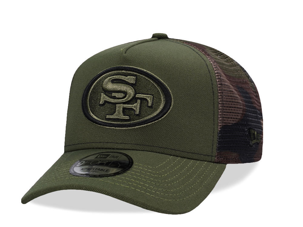 New Era San Francisco 49ers Green Camo Trucker Edition 9Forty A Frame Snapback Casquette