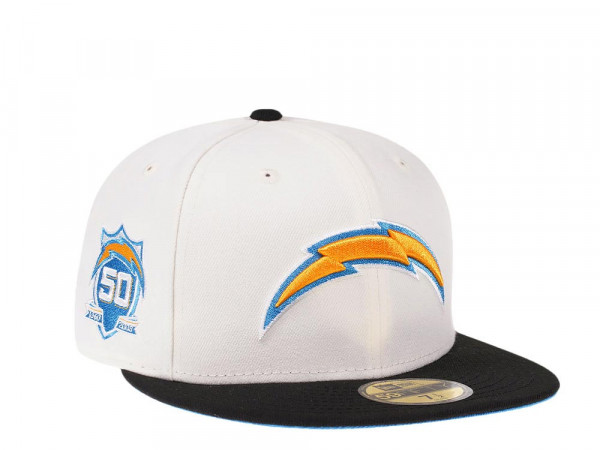 New Era Los Angeles Chargers 50th Anniversary Cream Dome Edition 59Fifty Fitted Cap