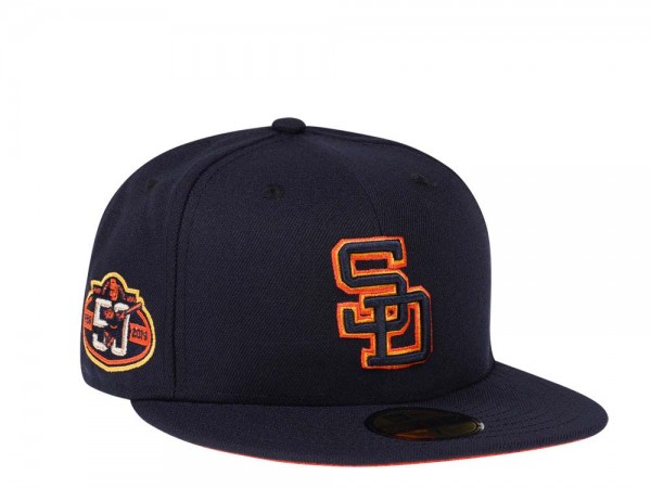 New Era San Diego Padres 50th Anniversary Navy Orange Pop Edition 59Fifty Fitted Cap