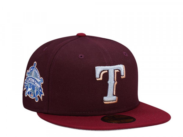New Era Texas Rangers All Star Game 1995 Cool Maroon Two Tone Edition 59Fifty Fitted Cap