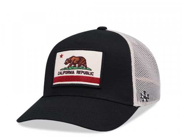 American Needle California Republic Valin Ivory Black Trucker Snapback Cap
