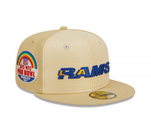 New Era Los Angeles Rams Pro Bowl Honolulu 1987 Raffia Front Vegas Gold Edition 59Fifty Fitted Cap