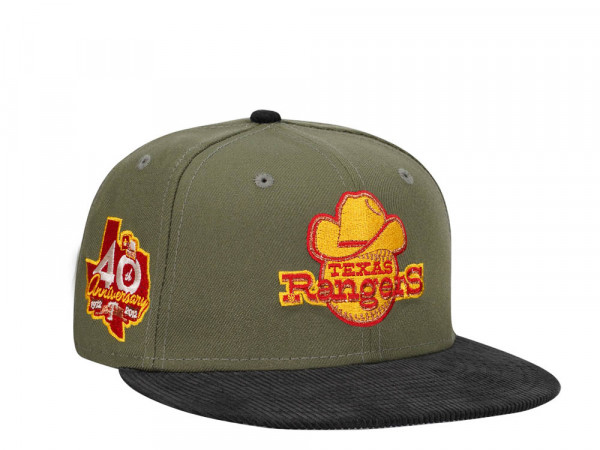 New Era Texas Rangers 40th Anniversary Olive Corduroy Two Tone Edition 59Fifty Fitted Cap