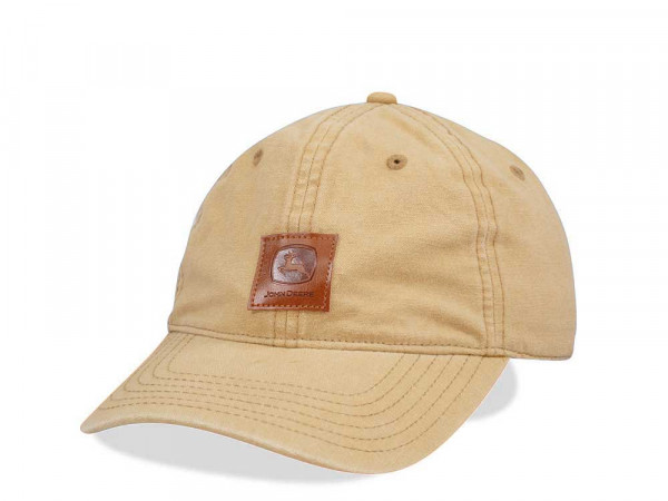 John Deere Stone Washed Logo Brown Strapback Cap