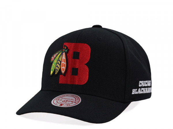 Mitchell & Ness Chicago Blackhawks Pro Crown Fit Vintage Black Snapback Cap