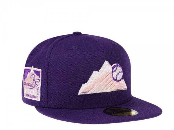 New Era Colorado Rockies 25th Anniversary Purple Pink Silver Edition 59Fifty Fitted Cap