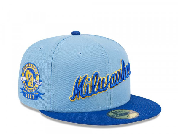New Era Milwaukee Brewers Powder Blues Sky Throwback Edition 59Fifty Fitted Cap