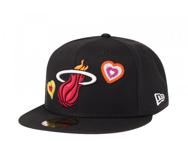 New Era Miami Heat Black Chainstitchheart Edition 59Fifty Fitted Cap