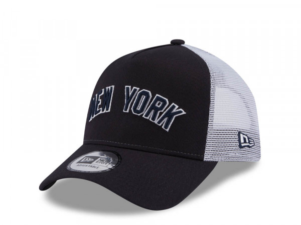 New Era New York Yankees Team Script Navy A Frame Trucker Snapback Cap