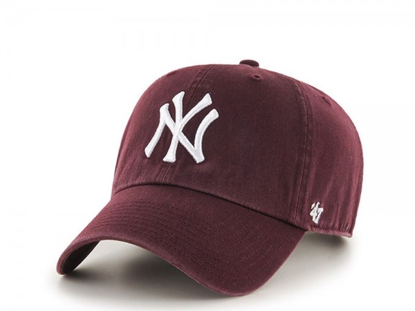 47brand New York Yankees Dark Maroon Clean Up Strapback Cap