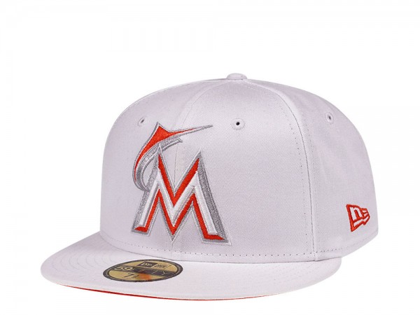 New Era Miami Marlins White Orange Pop Edition 59Fifty Fitted Cap