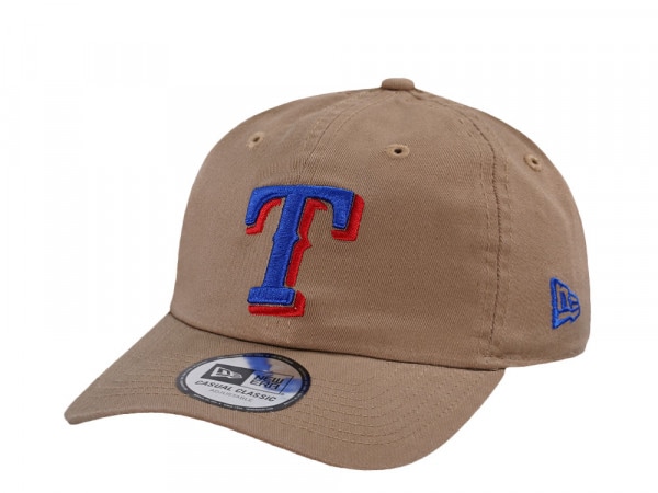 New Era Texas Rangers Khaki Casual Classic Edition Strapback Cap