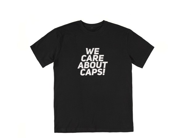 Family T-Shirt WE CARE ABOUT CAPS Black Regular Cut Edition