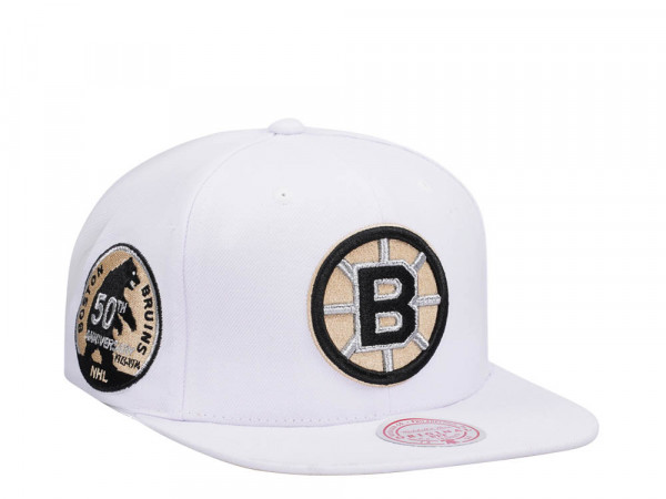 Mitchell & Ness Boston Bruins 50th Anniversary Winter White Snapback Cap
