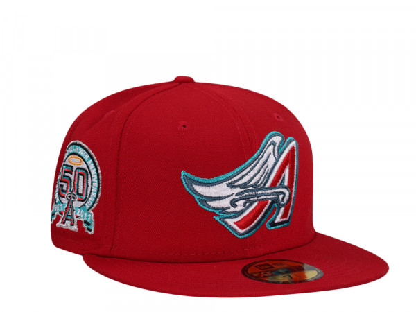 New Era Los Angeles Angels 50th Anniversary Red Teal Edition 59Fifty Fitted Cap
