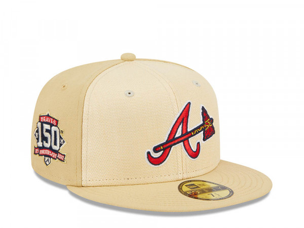 New Era Atlanta Braves 150th Anniversary Raffia Front Vegas Gold Edition 59Fifty Fitted Cap