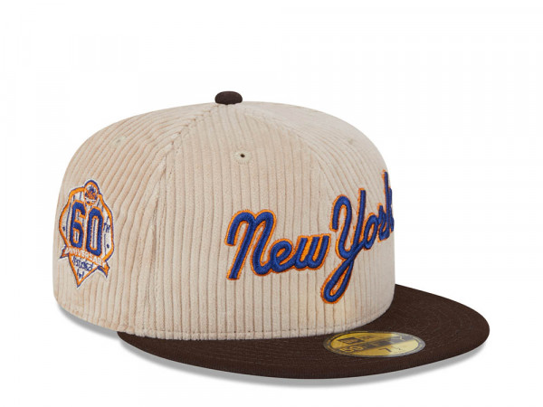 New Era New York Mets 60th Anniversary Fall Cord Khaki 59Fifty Fitted Cap