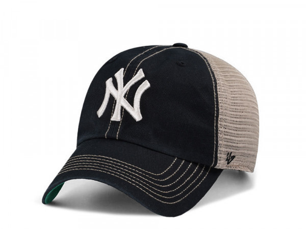 47Brand New York Yankees Black Trucker Clean Up Snapback Cap