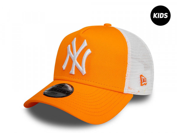 New Era New York Yankees League Essential Orange Kids 9Forty A Frame Trucker Snapback Cap
