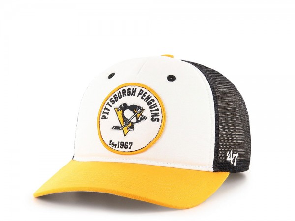 47Brand Pittsburgh Penguins Classic DP Red Swell Trucker Snapback Cap