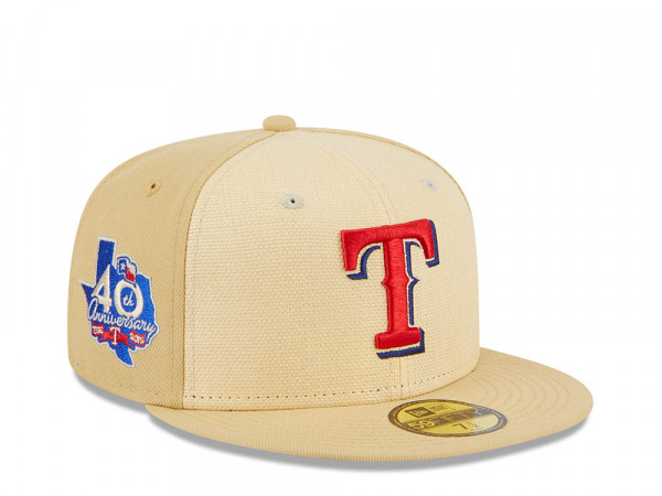 New Era Texas Rangers 40th Anniversary Raffia Front Vegas Gold Edition 59Fifty Fitted Cap