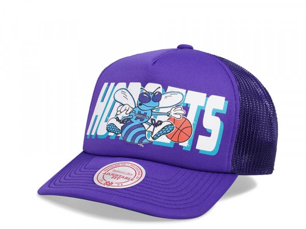 Mitchell & Ness Charlotte Hornets Purple Billboard Trucker Snapback Cap