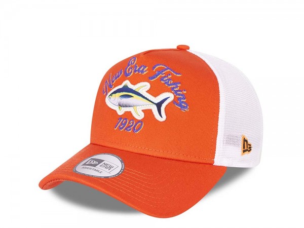 New Era Fishing Orange Mesh Trucker Snapback Cap