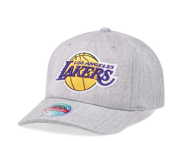 Mitchell & Ness Los Angeles Lakers Heather Gray Red Line Solid Flex Snapback Cap