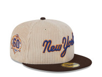 New Era New York Mets 60th Anniversary Fall Cord Khaki 59Fifty Fitted Cap