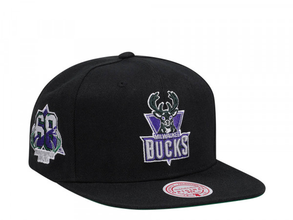 Mitchell & Ness Milwaukee Bucks Black Side Jam Throwback Edition Snapback Cap