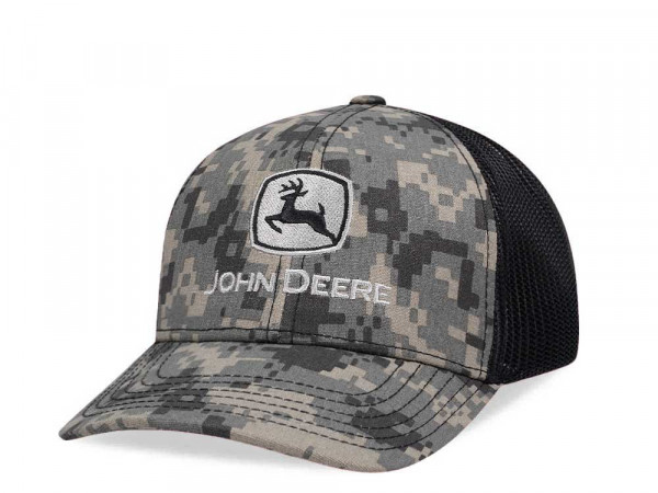 John Deere Digi Twill Mesh Logo Camouflage Black Trucker Snapback Cap