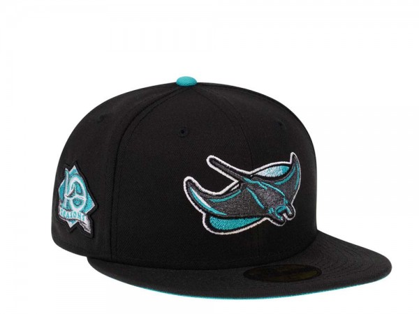 New Era Tampa Bay Rays 10th Anniversary Metallic Black Teal Edition 59Fifty Fitted Cap