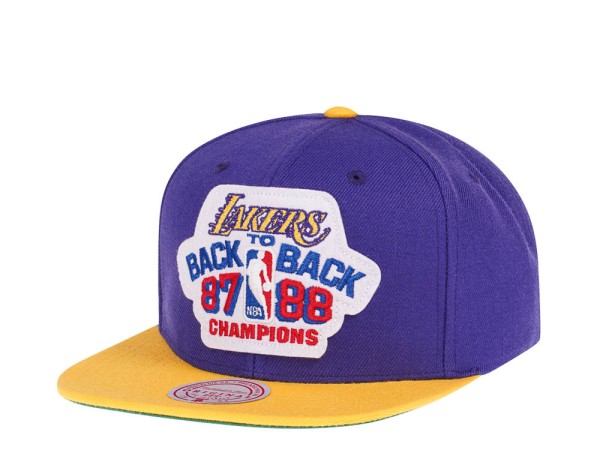 Mitchell & Ness Los Angeles Lakers Back to Back Champions Purple Snapback Cap