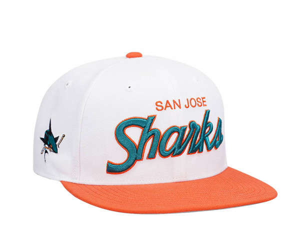 47Brand San Jose Sharks White Script Side Two Tone Captain MVP Snapback Cap