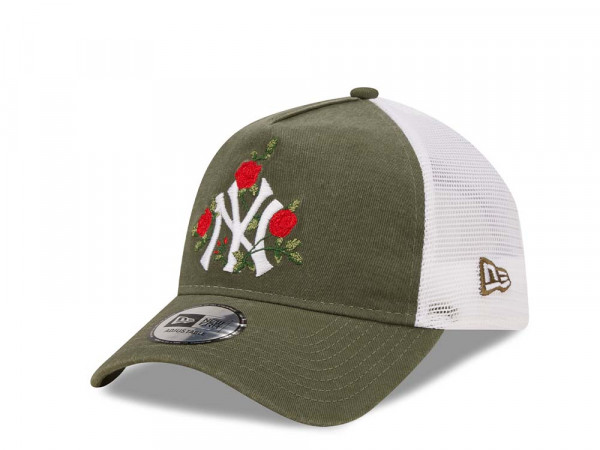 New Era New York Yankees Flower Olive A Frame Trucker Snapback Cap