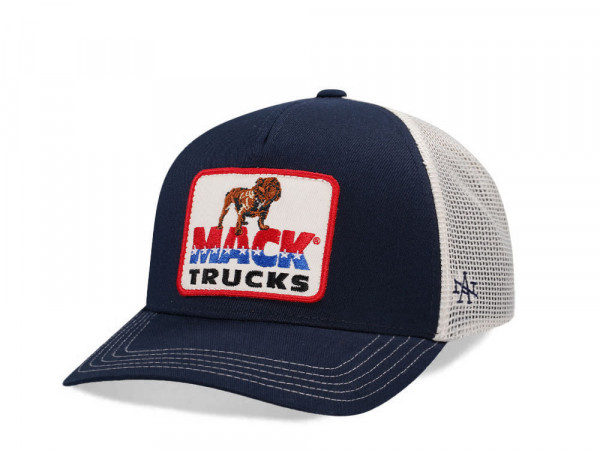 American Needle Mack Truck Twill Valin Patch Ivory Navy Trucker Snapback Cap