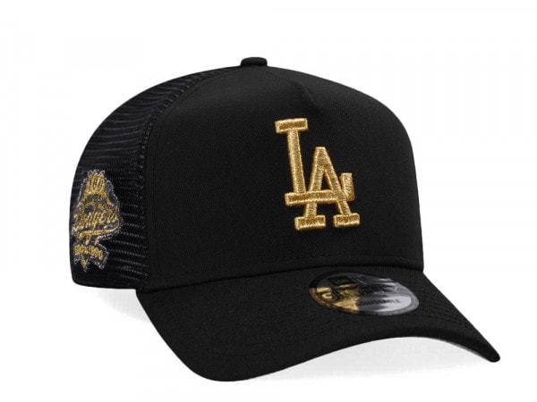 New Era Los Angeles Dodgers Black And Gold Trucker A Frame 9Forty Cap