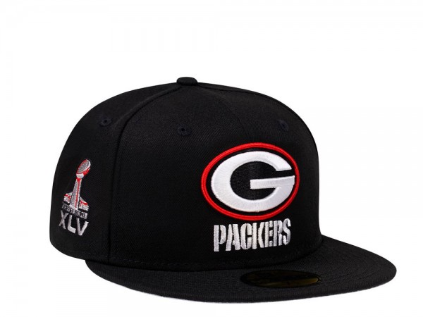 New Era Green Bay Packers Super Bowl XLV Black Crimson Collection 59Fifty Fitted Cap