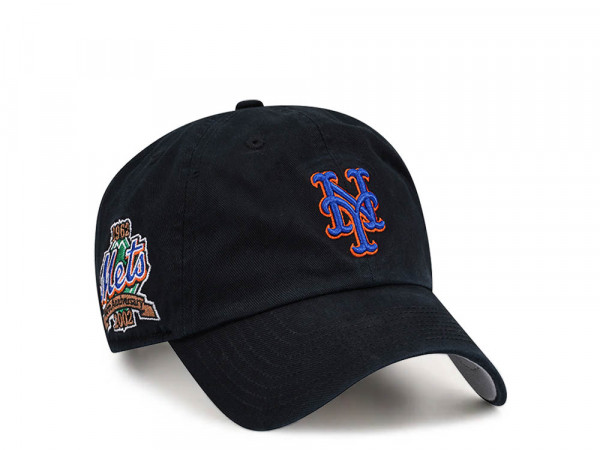 47Brand New York Mets Cooperstown Black Clean Up Strapback Cap
