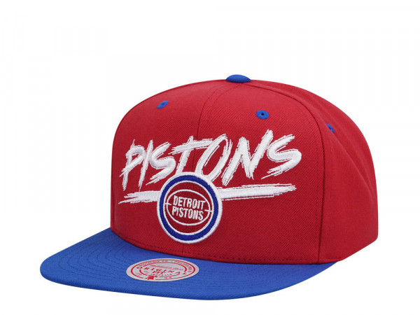 Mitchell & Ness Detroit Pistons Transcript Red Two Tone Snapback Cap