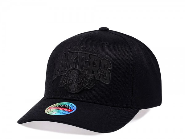 Mitchell & Ness Los Angeles Lakers Black Out Team Arch Red Line Flex Snapback Cap