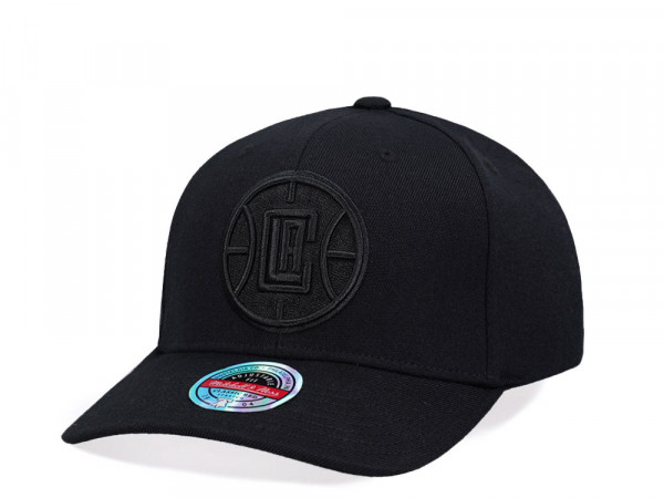 Mitchell & Ness Los Angeles Clippers Black On Black Logo Classic Red Snapback Cap