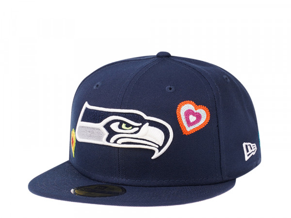 New Era Seattle Seahawks Navy Chainstitchheart Edition 59Fifty Fitted Cap