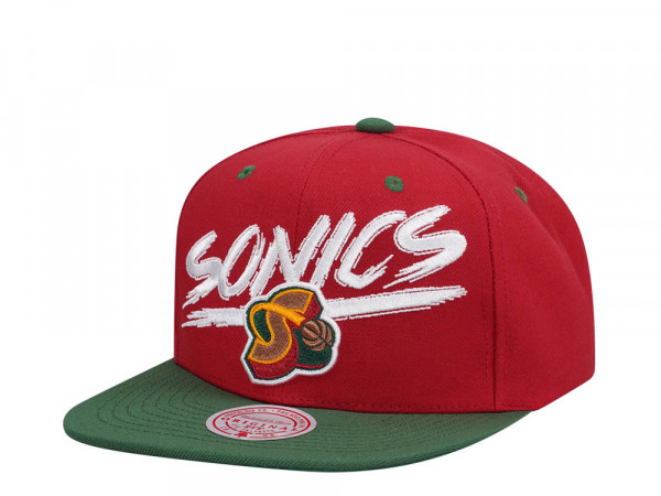 Mitchell & Ness Seattle Supersonics Transcript Red Two Tone Snapback Cap
