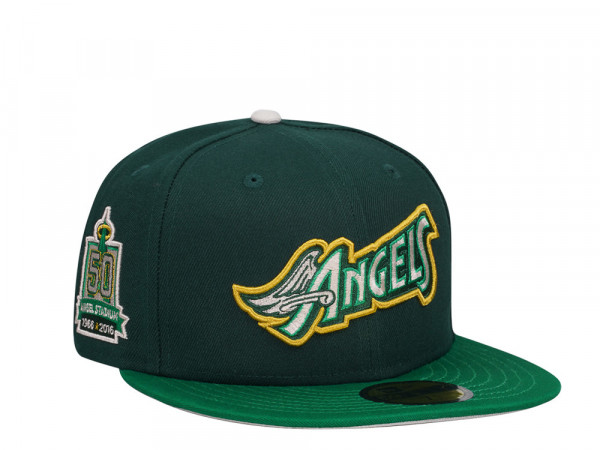 New Era Anaheim Angels 50th Anniversary Angel Stadium Sneaky Green Two Tone Edition 59Fifty Fitted Cap